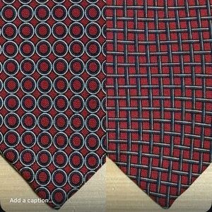 2 Ralph Lauren Red Geometric Pattern 100% Silk Ties